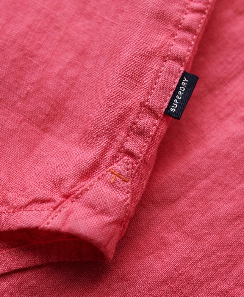 Camisa em linho manga curta rosa