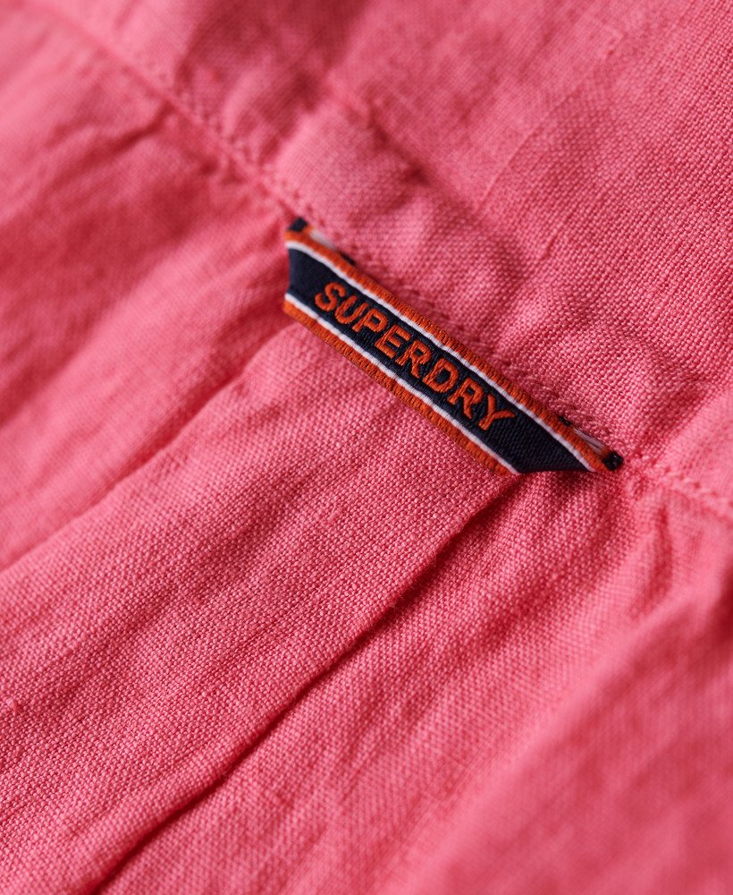 Camisa em linho manga curta rosa