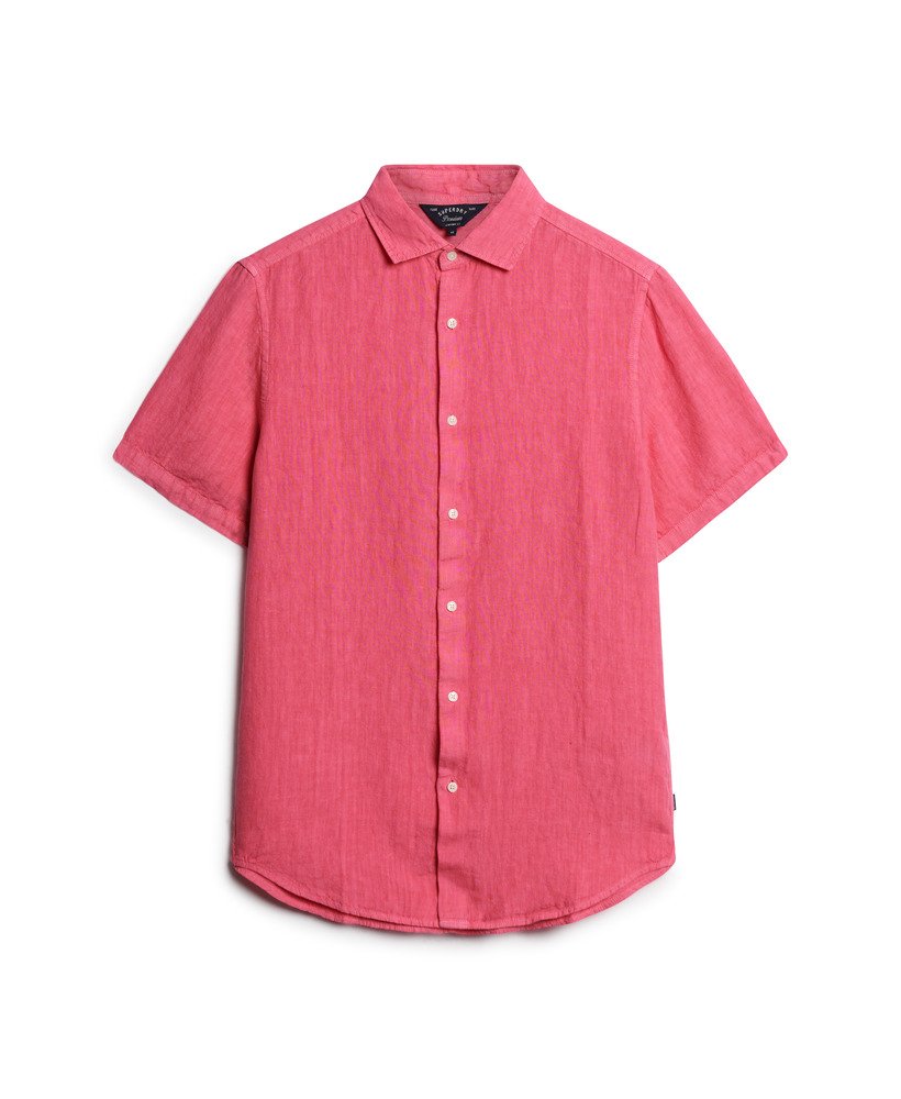 Camisa em linho manga curta rosa