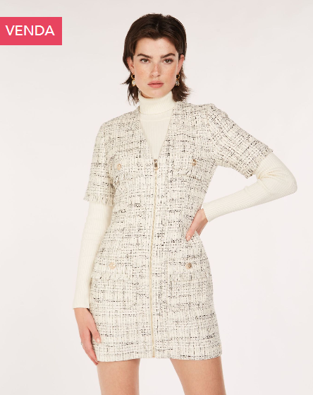 Vestido DEE branco casulo preto
