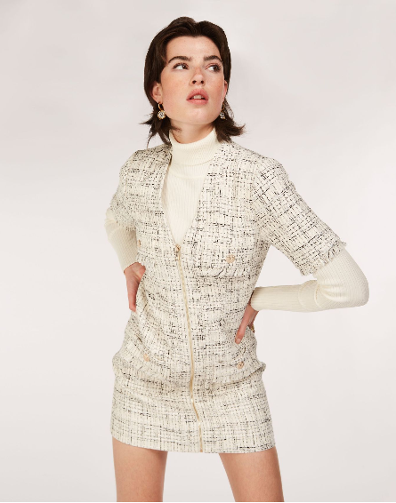 Vestido DEE branco casulo preto