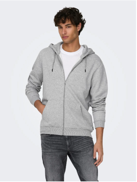 Hoodie SWEATSHIRT com zíper cinza