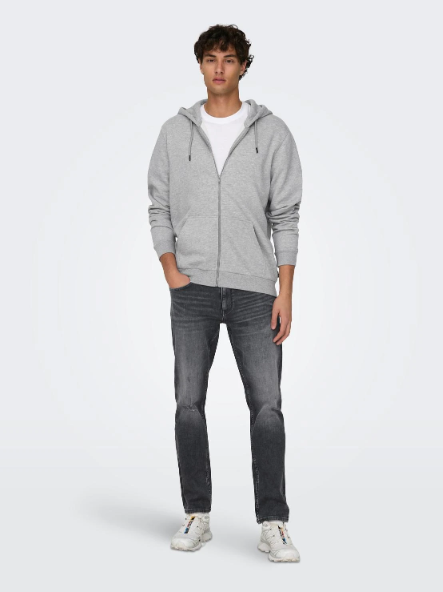 Hoodie SWEATSHIRT com zíper cinza