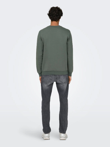 Pullover em malha decote redondo cinza