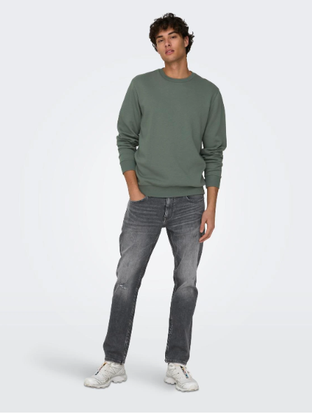 Pullover em malha decote redondo cinza