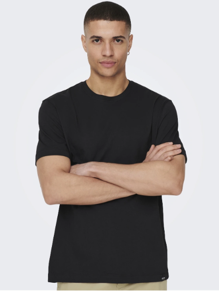 T-shirt algodão decote redondo preto