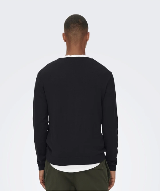 Pullover de malha gola redonda preto