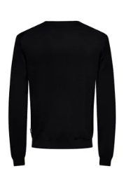 Pullover de malha gola redonda preto