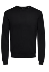 Pullover de malha gola redonda preto