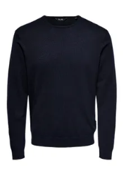 Pullover de malha gola redonda azul escuro