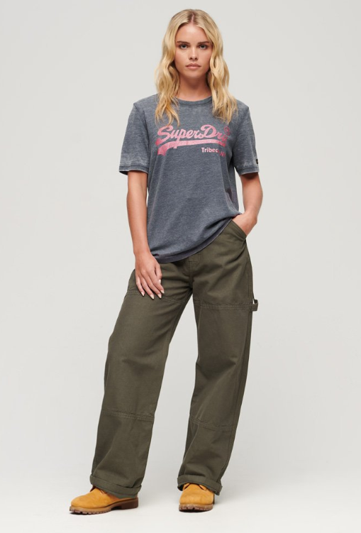 T-shirt decote redondo cinza escuro com glitter