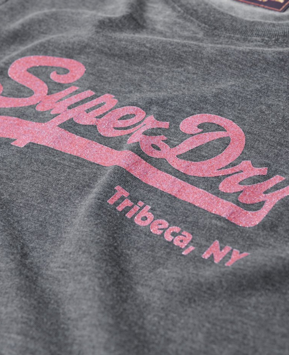 T-shirt decote redondo cinza escuro com glitter