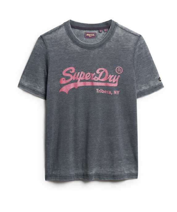T-shirt decote redondo cinza escuro com glitter