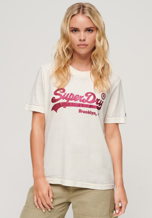 T-shirt decote redondo branca com glitter