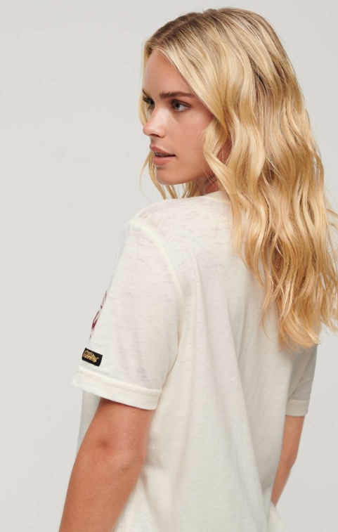 T-shirt decote redondo branca com glitter