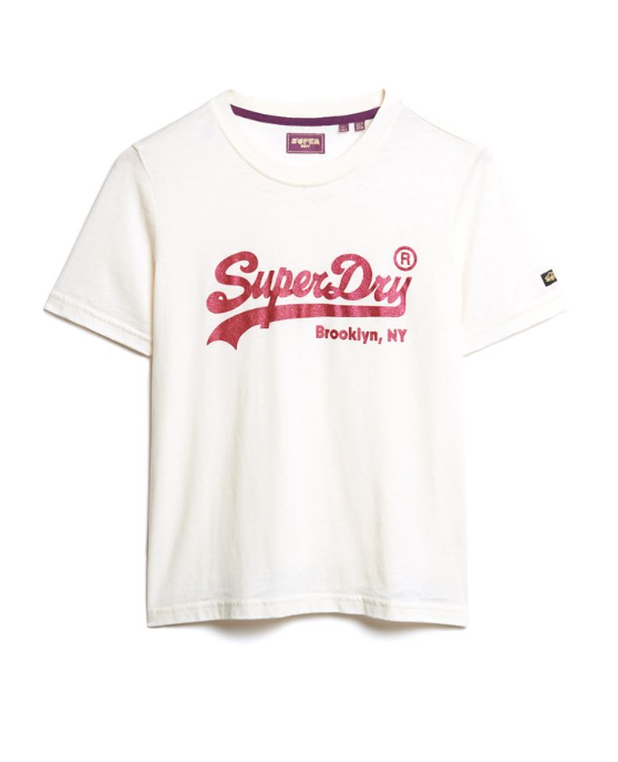 T-shirt decote redondo branca com glitter