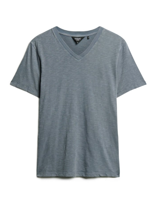 T-shirt básica decote V cinza claro