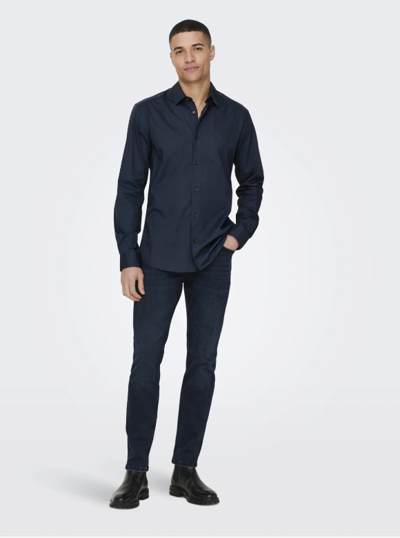 Camisa azul escuro Only&Sons