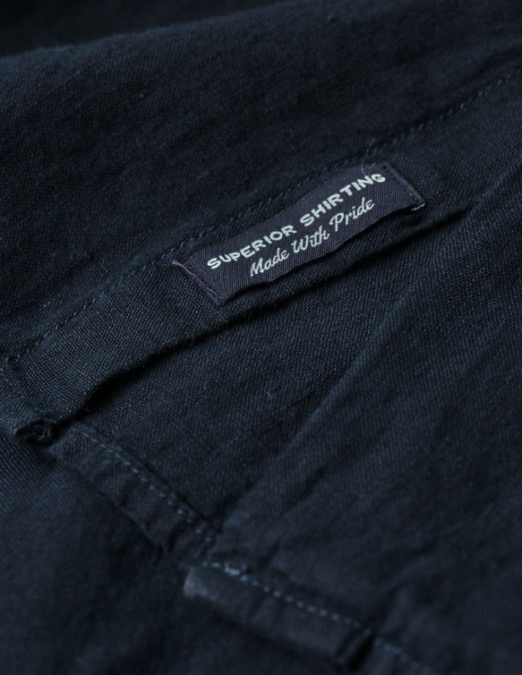 Camisa de linho azul escuro m/c