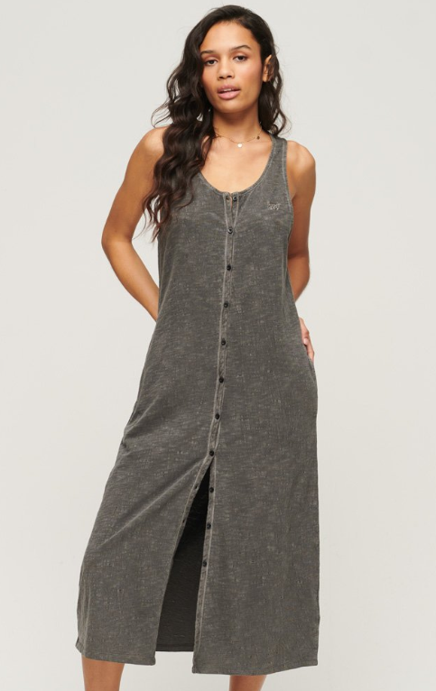 Vestido longo cinza escuro