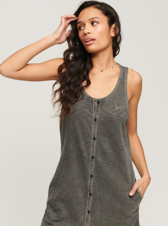 Vestido longo cinza escuro