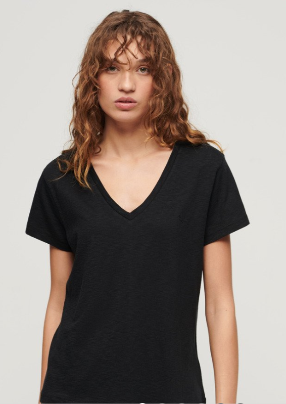 V-cut T-SHIRT black