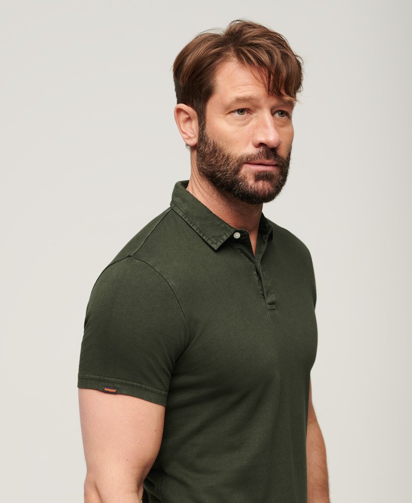 Polo em algodão manga curta verde escuro
