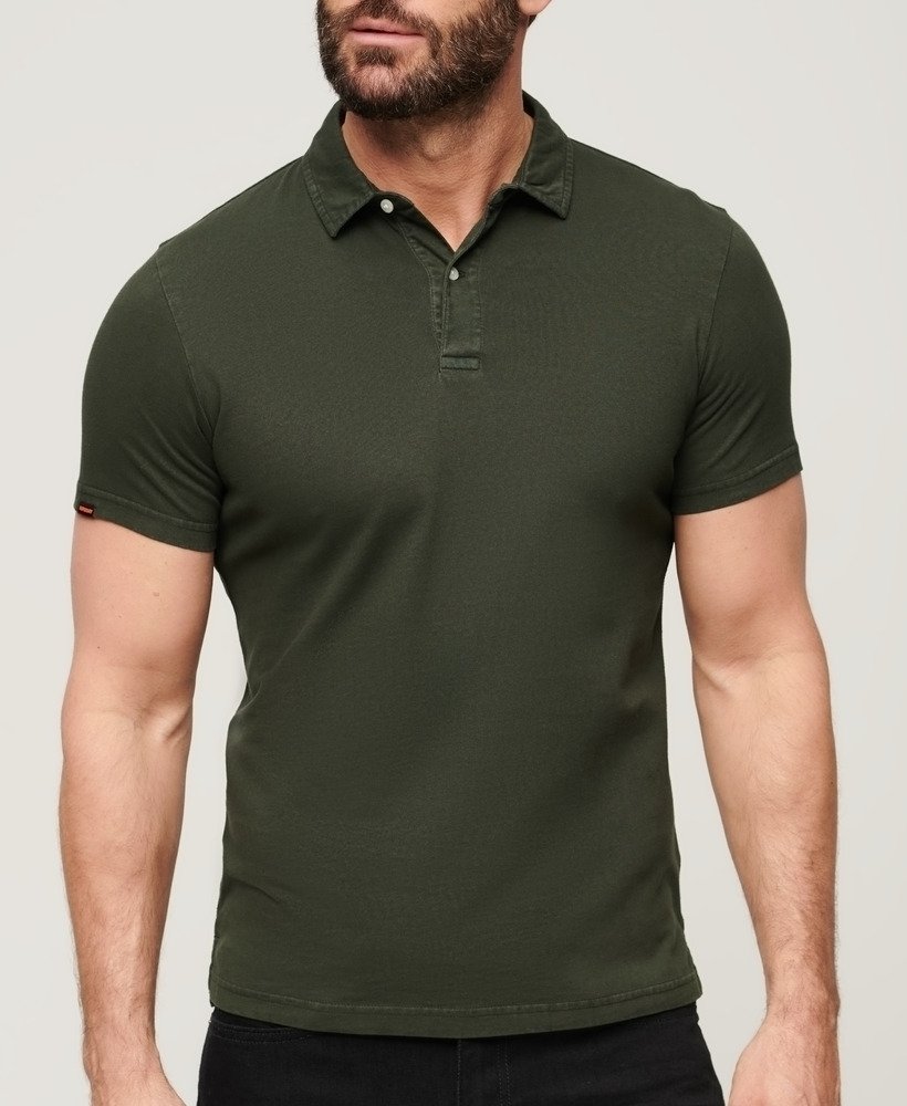 Polo em algodão manga curta verde escuro