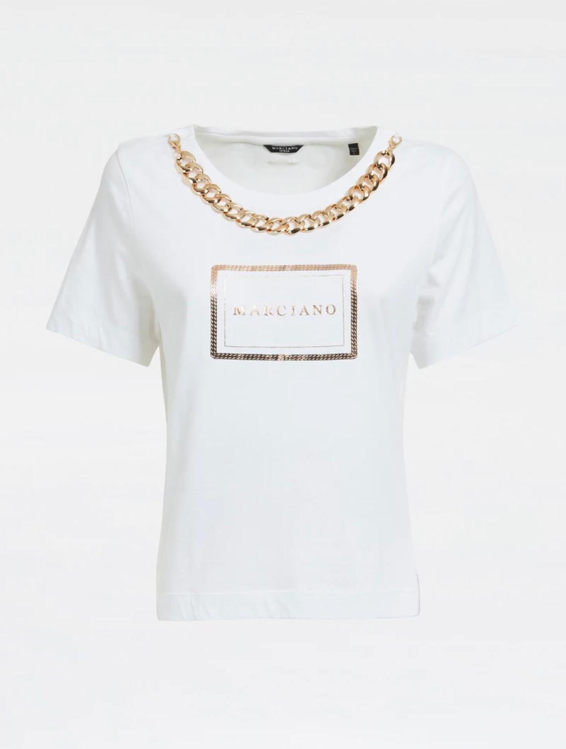 T-shirt com corrente dourada Marciano