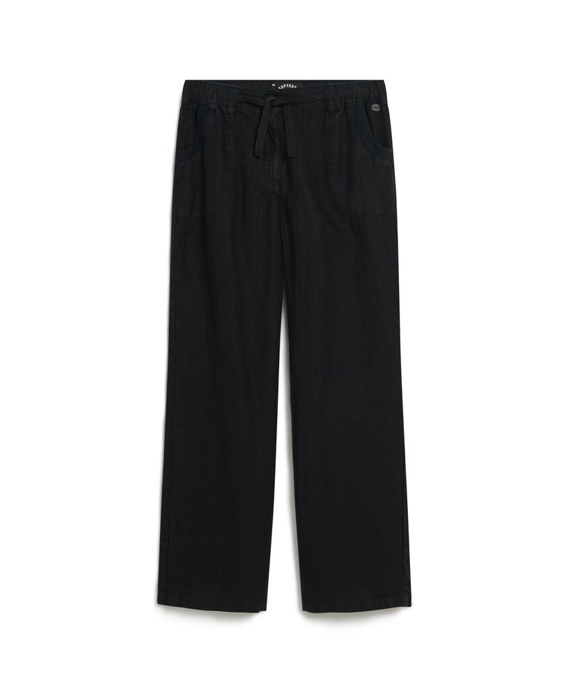 Calças pantalona em linho preto