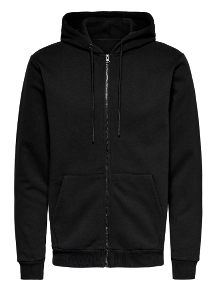 Hoodie SWEATSHIRT preto com zíper