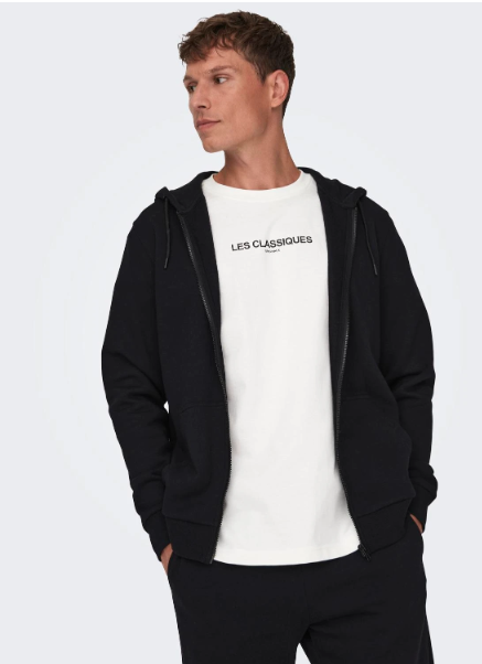 Hoodie SWEATSHIRT preto com zíper