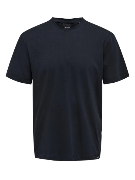 Blue round cut T-SHIRT