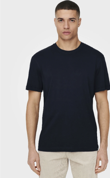 Blue round cut T-SHIRT