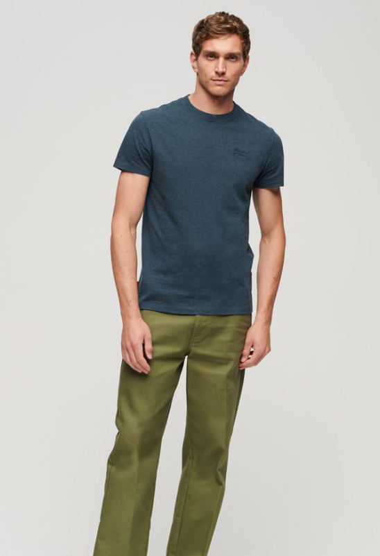 T-shirt algodão decote redondo charred teal grit