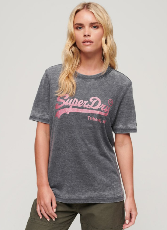 Vintage gray glitter T-SHIRT 