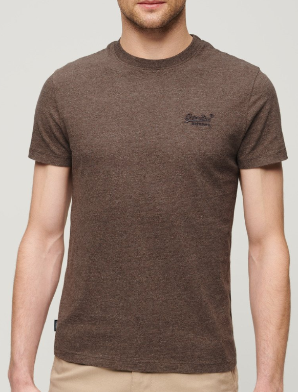 T-shirt algodão decote redondo cocoa brown marl