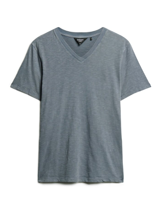 Gray and black v-cut T-SHIRT 