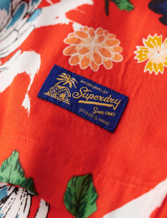 Camisa havaiana orange floral