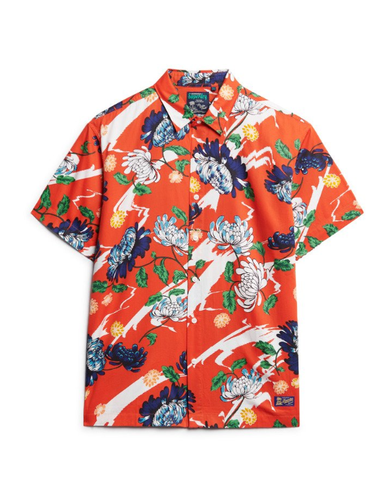 Camisa havaiana orange floral