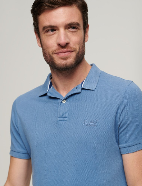 Polo shirt algodão heraldic blue