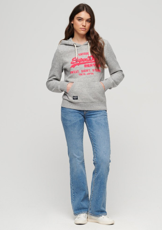 Hoodie com bolso cinza claro Superdry