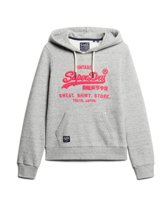 Hoodie com bolso cinza claro Superdry