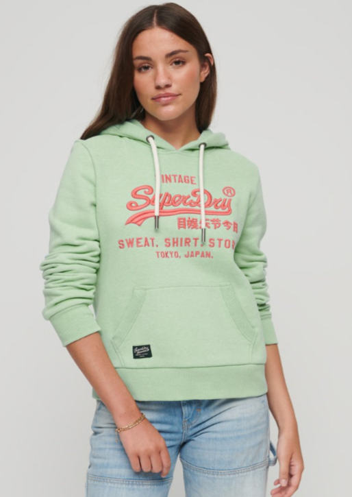 Hoodie com bolso verde menta Superdry