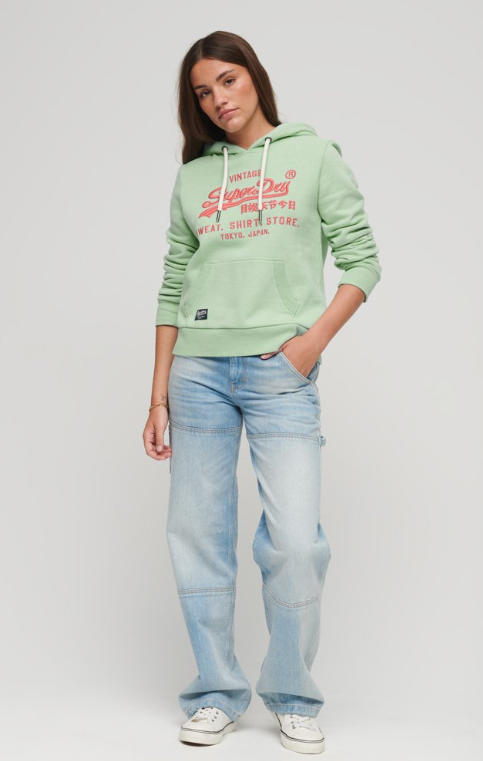 Hoodie com bolso verde menta Superdry