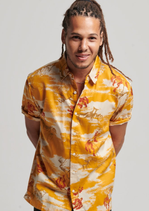 Camisa havaiana yellow clouds