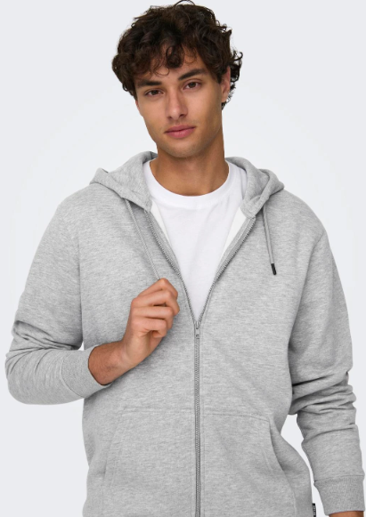 Hoodie SWEATSHIRT com zíper cinza